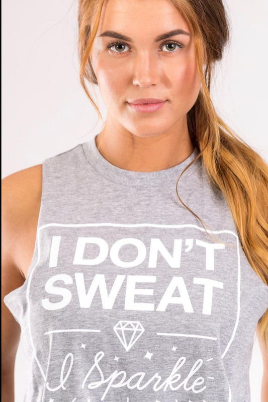 I don't Sweat, I Sparkle linne (grey + white)