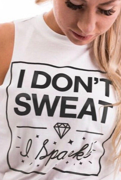 I don't Sweat, I Sparkle linne (white + grey)