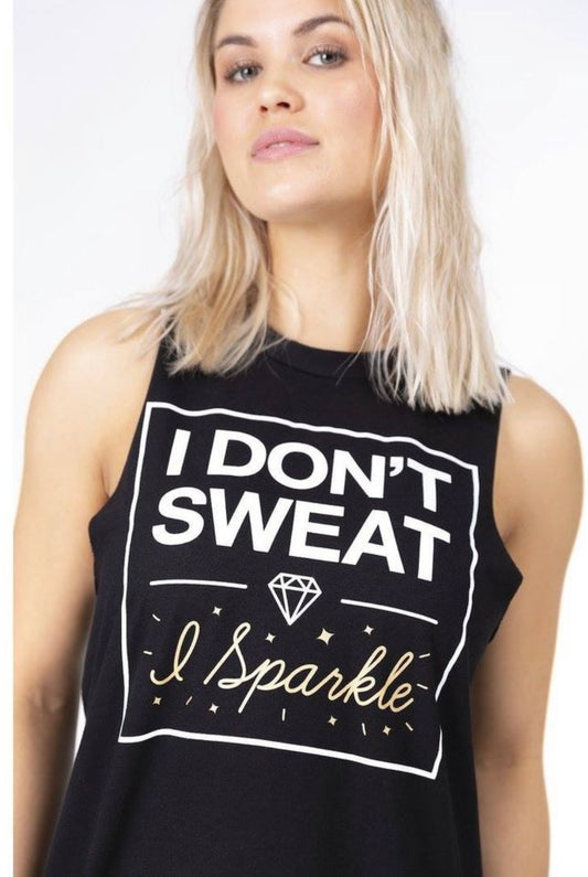 I don't Sweat, I Sparkle linne (black + gold)